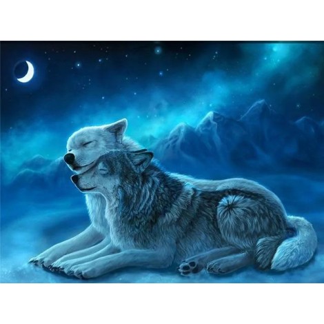Wolfspaar im Mondlicht